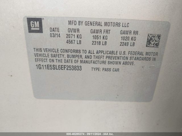1G11E5SL6EF253833 Chevrolet MALIBU 2LT