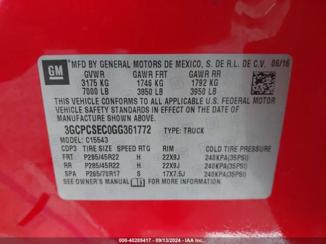 3GCPCSEC0GG361772 Chevrolet Silverado 1500 1lz