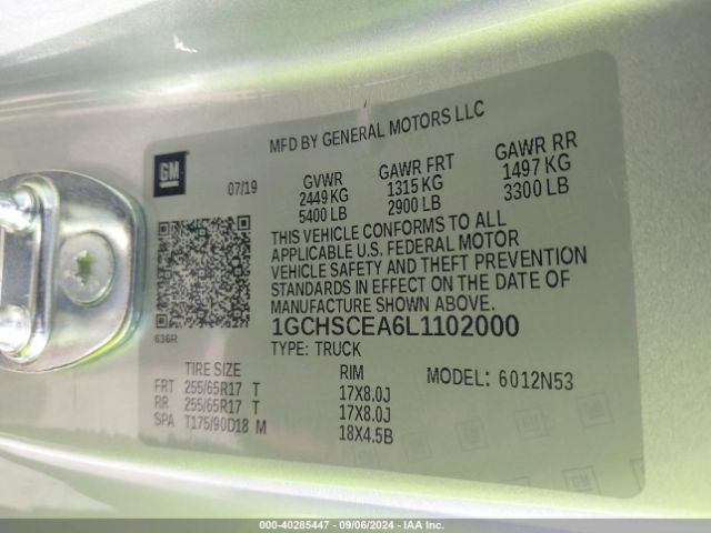 1GCHSCEA6L1102000 Chevrolet Colorado 2wd  Long Box Lt