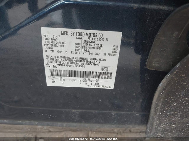 Ford EDGE SEL 2017 2FMPK4J99HBB31320 Image 9
