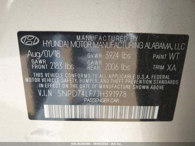 Hyundai ELANTRA SE 2018 5NPD74LF7JH391978 Image 9
