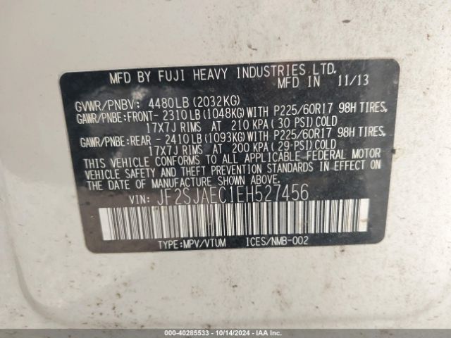 JF2SJAEC1EH527456 Subaru Forester 2.5i Premium