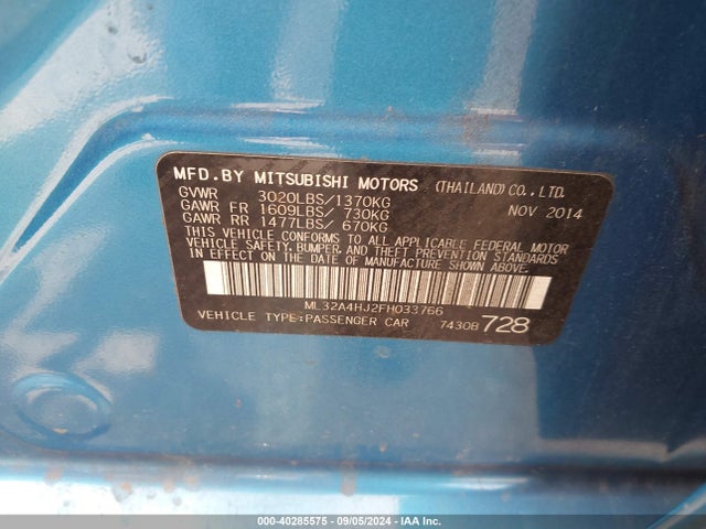 2015 MITSUBISHI MIRAGE ML32A4HJ2FH033766 Photo 8