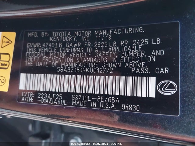 58ABZ1B19KU012772 Lexus Es 350 F Sport
