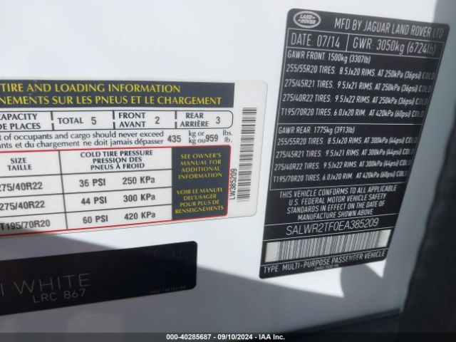 SALWR2TF0EA385209 Land Rover Range Rover Sport 5.0l V8 Supercharged