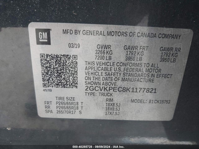 Chevrolet Silverado 1500 Ld Lt 2019 2GCVKPEC8K1177821 Image 9