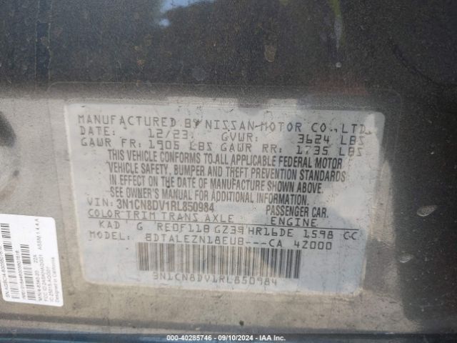 3N1CN8DV1RL850984 Nissan Versa 1.6 S