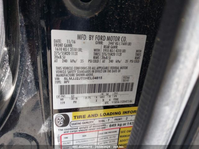 5LMJJ2JT0HEL04815 Lincoln Navigator Select