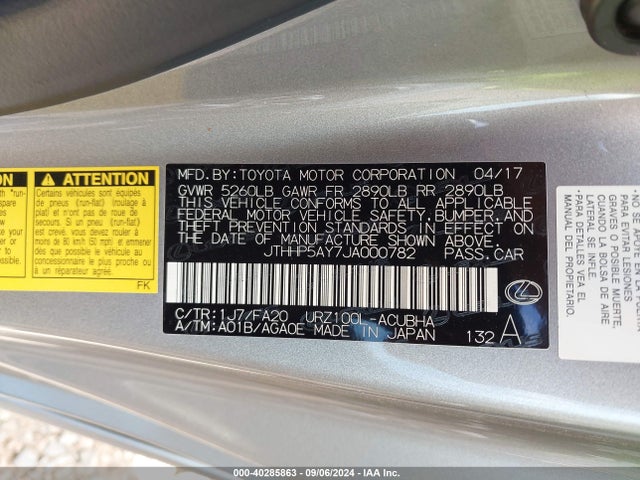 Lexus LC 500 2018 JTHHP5AY7JA000782 Image 9