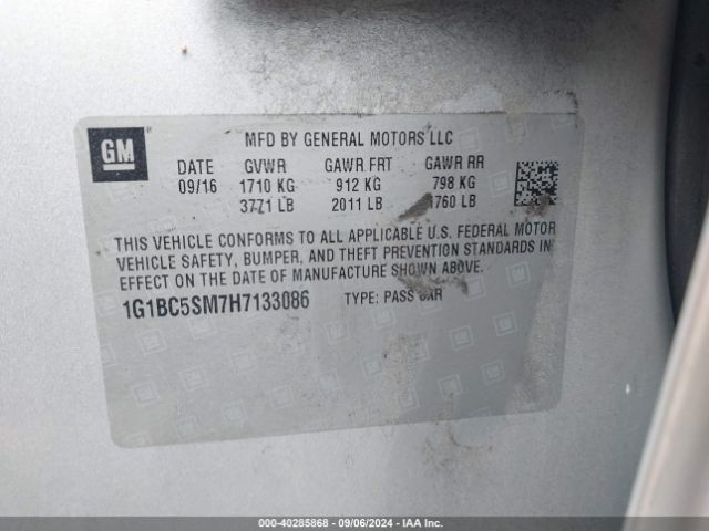 1G1BC5SM7H7133086 Chevrolet Cruze Ls Auto