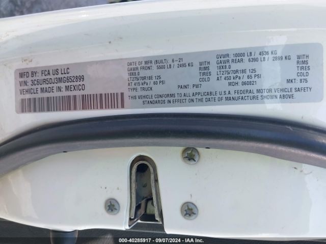 3C6UR5DJ3MG652899 RAM 2500 Big Horn  4x4 6'4 Box