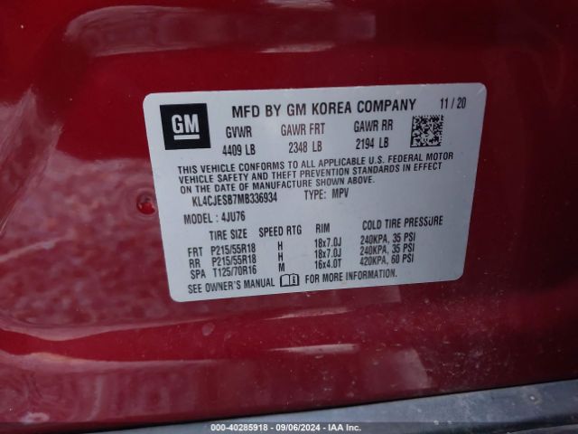 KL4CJESB7MB336934 Buick Encore Awd Preferred