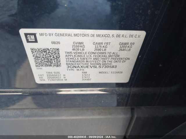 2020 CHEVROLET EQUINOX 3GNAXUEV5LS730583 Photo 8