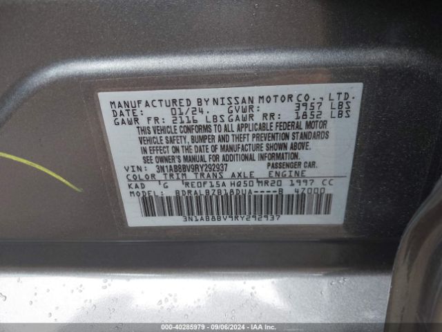 3N1AB8BV9RY292937 Nissan Sentra S Xtronic Cvt