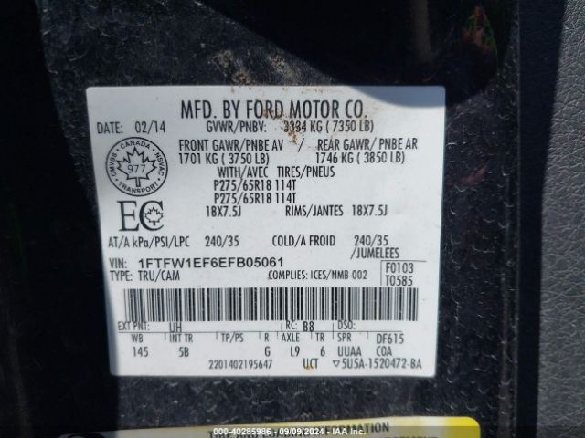 1FTFW1EF6EFB05061 Ford F-150 Fx4
