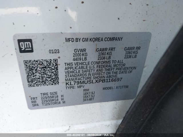 KL79MUSLXPB116697 Chevrolet Trailblazer Awd Rs