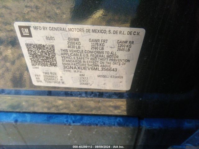 3GNAXUEV6ML356643 Chevrolet Equinox Awd Lt