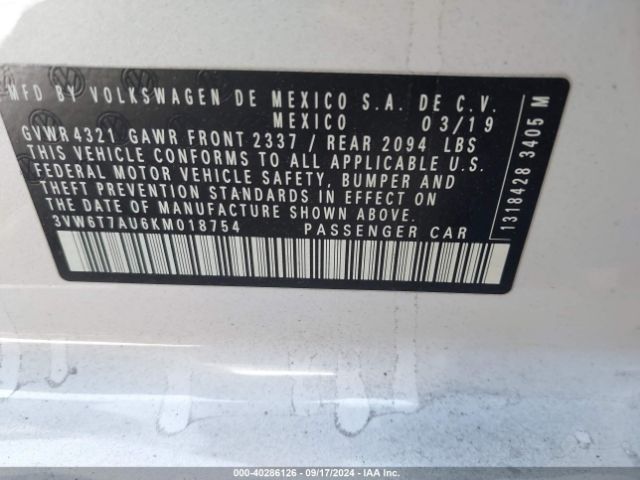 3VW6T7AU6KM018754 Volkswagen Golf Gti 2.0t Autobahn/2.0t Rabbit Edition/2.0t S/2.0t Se