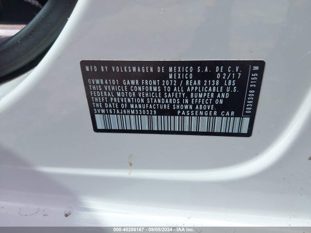 Volkswagen Jetta 1.4t S 2017 3VW167AJ6HM330329 Image 9