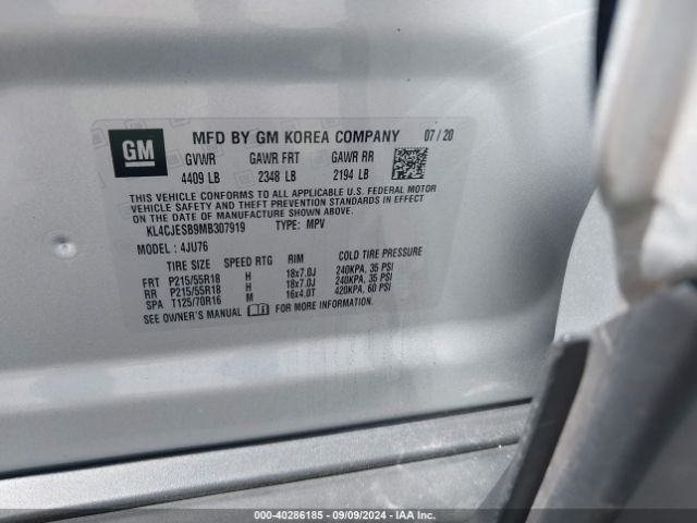 KL4CJESB9MB307919 Buick Encore Awd Preferred