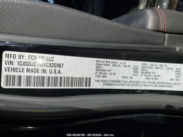 1C4SDJCT9MC825967 Dodge Durango R/t Awd