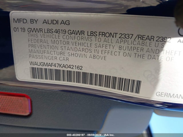 WAUGMAF47KA042162 Audi A4 40 Premium/40 Titanium Premium