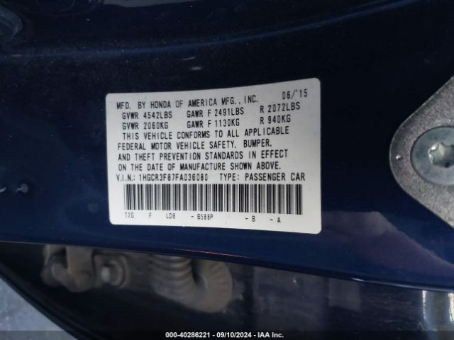 1HGCR3F87FA036080 Honda Accord Ex-l V-6