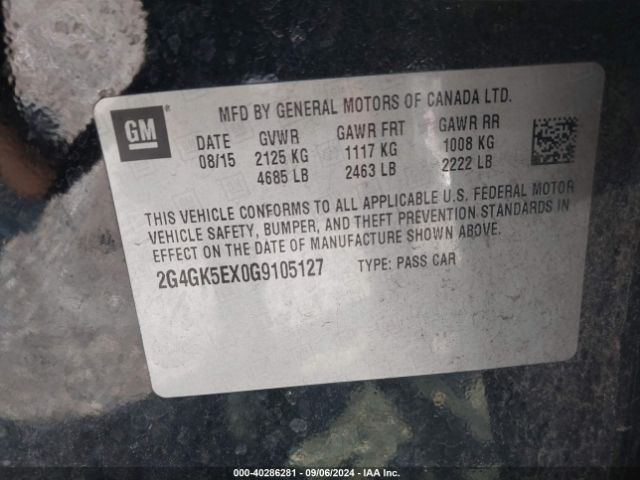 2G4GK5EX0G9105127 Buick Regal Turbo