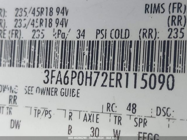 3FA6P0H72ER115090 Ford FUSION SE