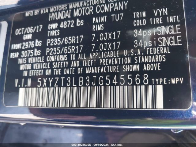 5XYZT3LB3JG545568 Hyundai Santa Fe Sport 2.4l