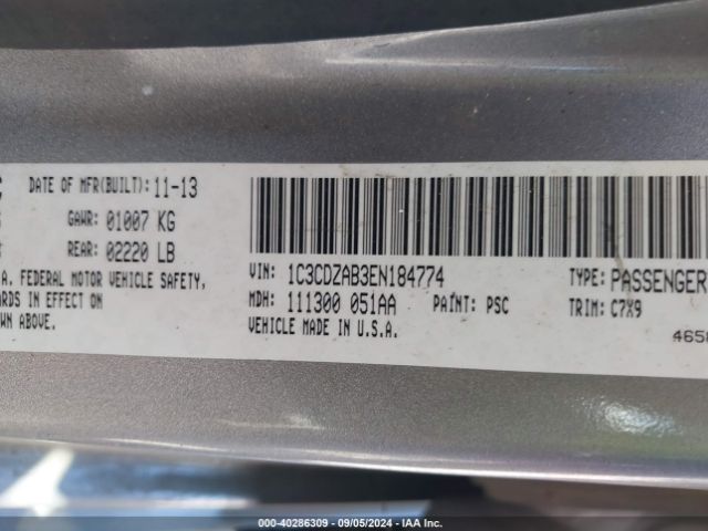 1C3CDZAB3EN184774 Dodge AVENGER SE