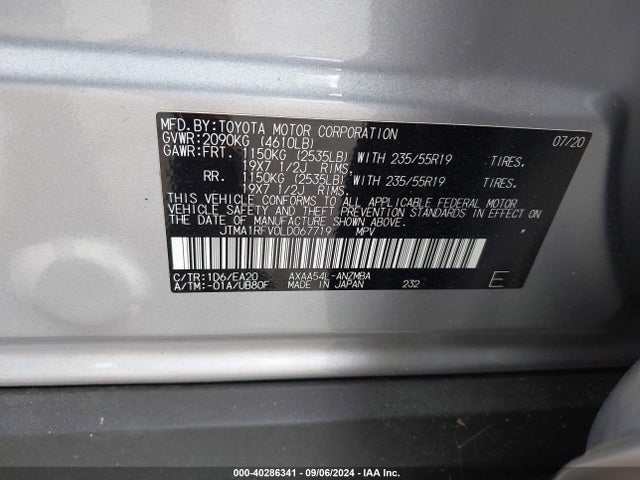 Toyota Rav4 Xle Premium 2020 JTMA1RFV0LD067719 Image 9