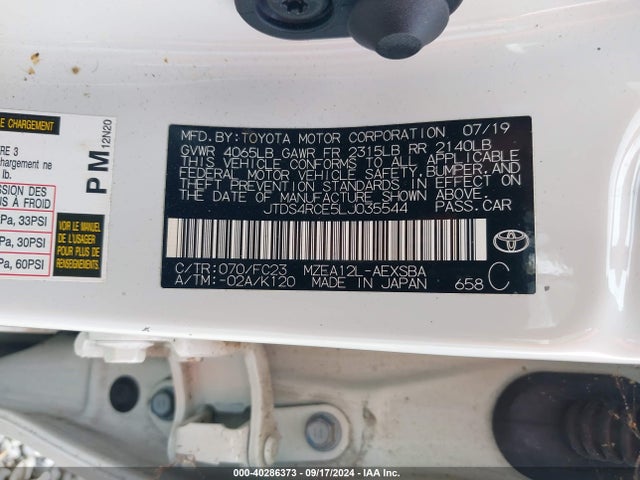 Toyota COROLLA SE 2020 JTDS4RCE5LJ035544 Image 9