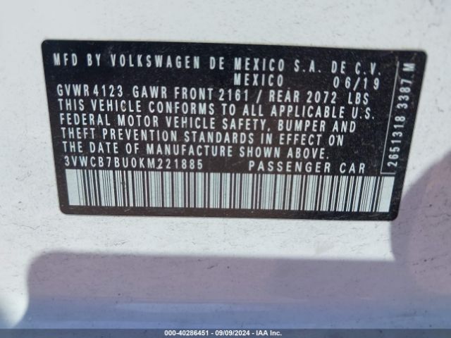 3VWCB7BU0KM221885 Volkswagen Jetta