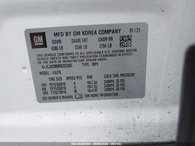 KL4CJASB8MB352665 Buick Encore Fwd Preferred