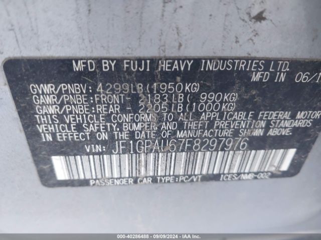 JF1GPAU67F8297976 Subaru Impreza 2.0i Sport Premium