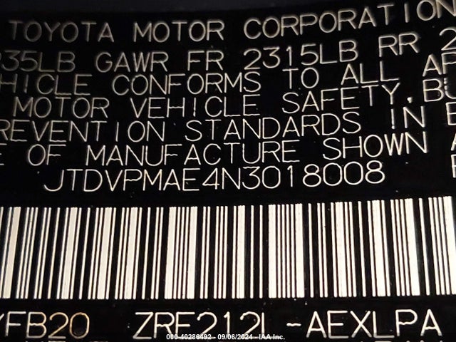 Toyota COROLLA LE 2022 JTDVPMAE4N3018008 Image 9