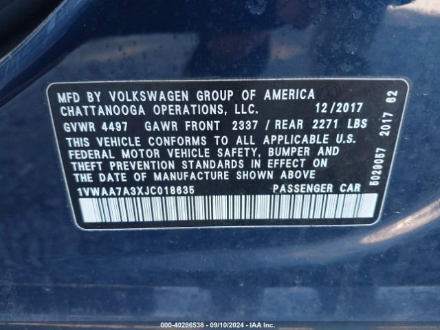 1VWAA7A3XJC018635 Volkswagen Passat 2.0t R-line/2.0t S