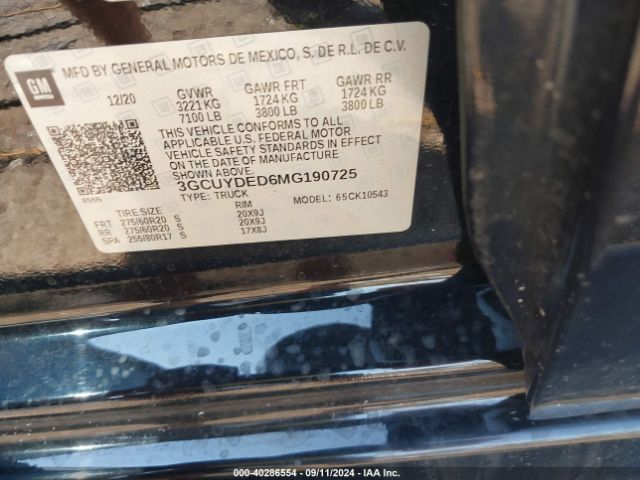 3GCUYDED6MG190725 Chevrolet Silverado 1500 4wd  Short Bed Lt