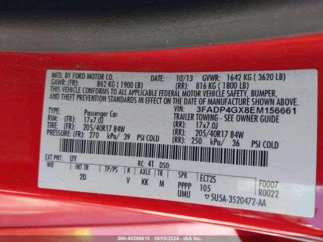 3FADP4GX8EM156661 Ford FIESTA ST