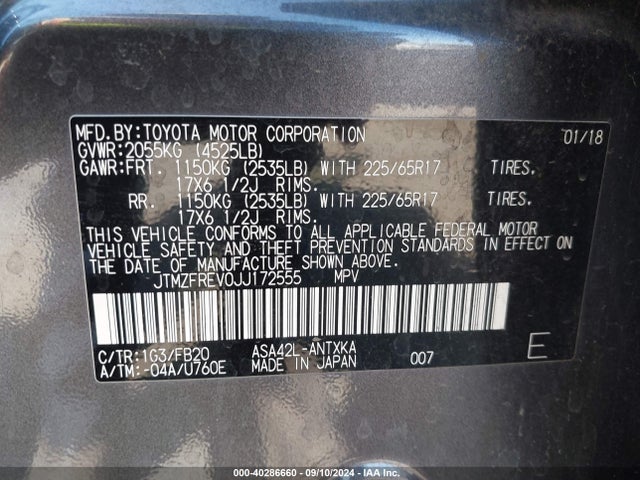 Toyota RAV4 LE 2018 JTMZFREV0JJ172555 Image 9