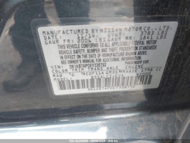 3N1AB7AP0EY338792 Nissan SENTRA S