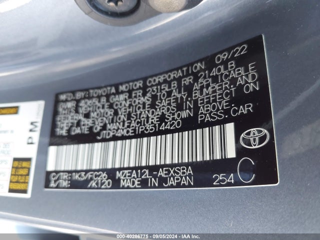 Toyota COROLLA SE 2023 JTDP4MCE1P3514420 Image 9