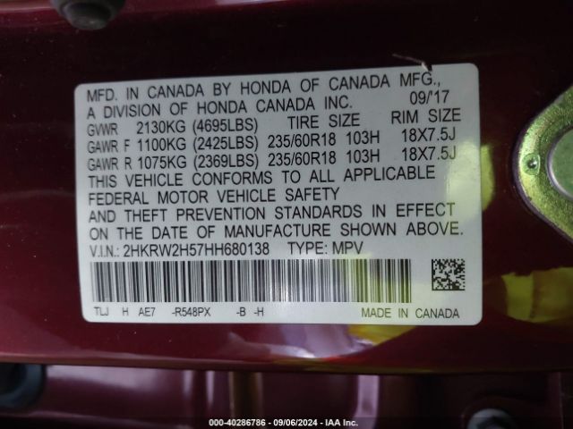 2HKRW2H57HH680138 Honda CR-V EX