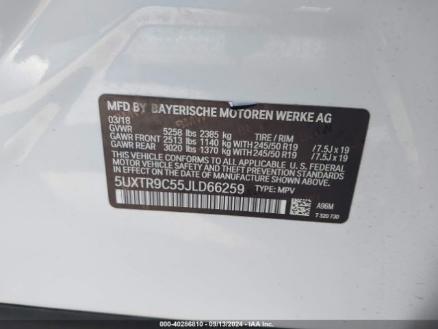 5UXTR9C55JLD66259 BMW X3 Xdrive30i