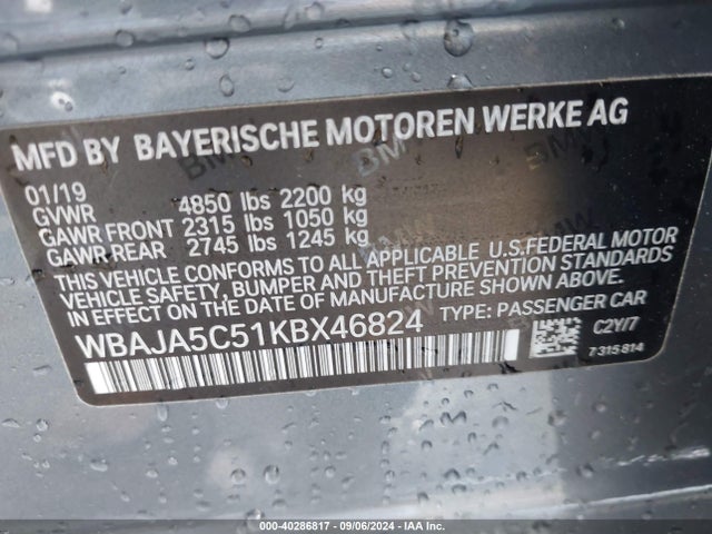 WBAJA5C51KBX46824 BMW 530I