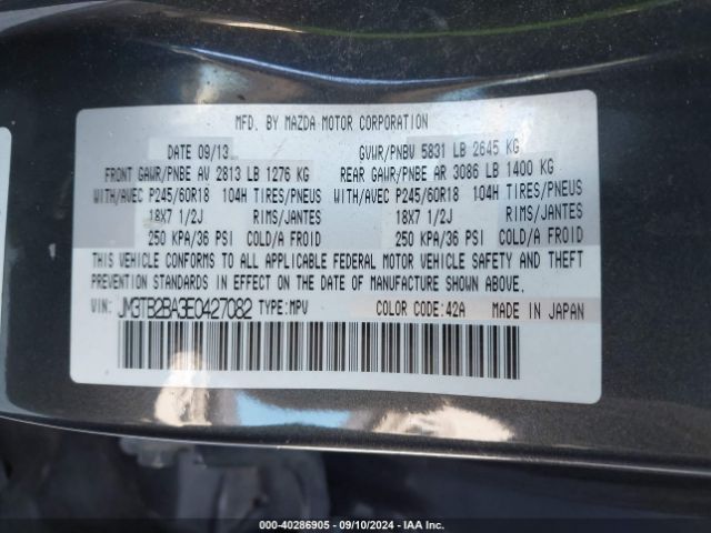 JM3TB2BA3E0427082 Mazda CX-9 SPORT