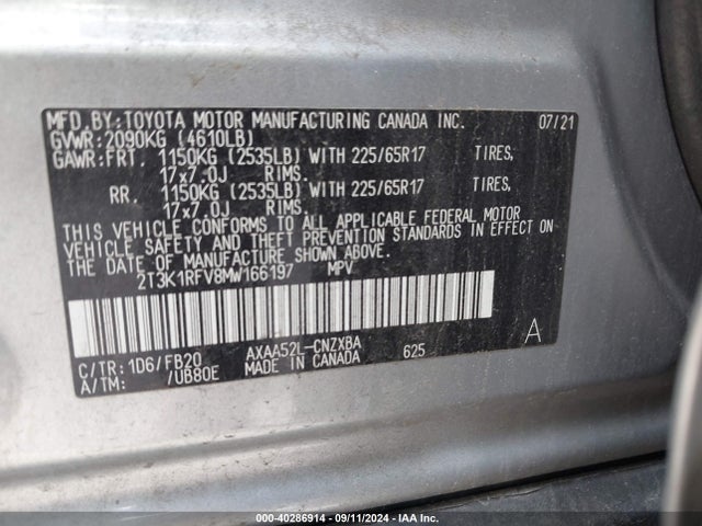 Toyota RAV4 LE 2021 2T3K1RFV8MW166197 Image 9