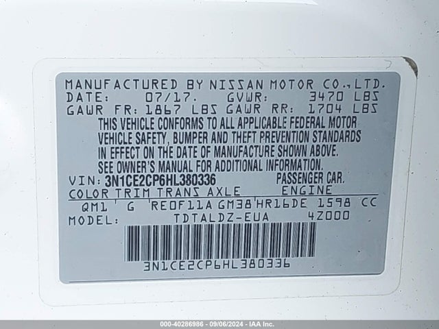 Nissan Versa Note Sv 2017 3N1CE2CP6HL380336 Image 9