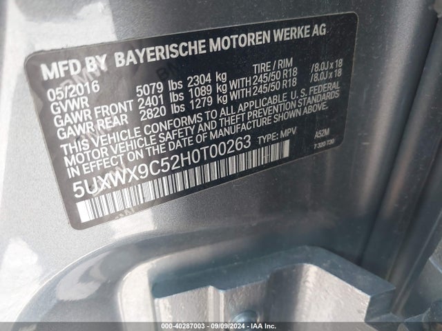 5UXWX9C52H0T00263 BMW X3 Xdrive28i